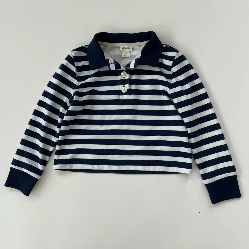J.Crew Crewcuts Girls Navy White Striped Jeans Outfit LOT OF TWO Size XS, 4/5